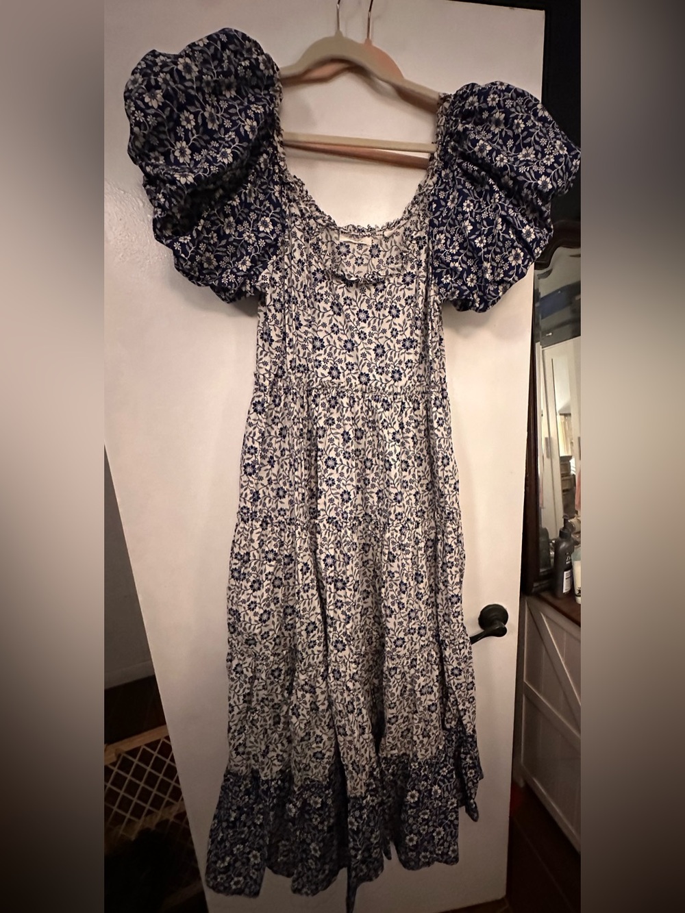 Doen Blue and Cream Floral Maxi Dress